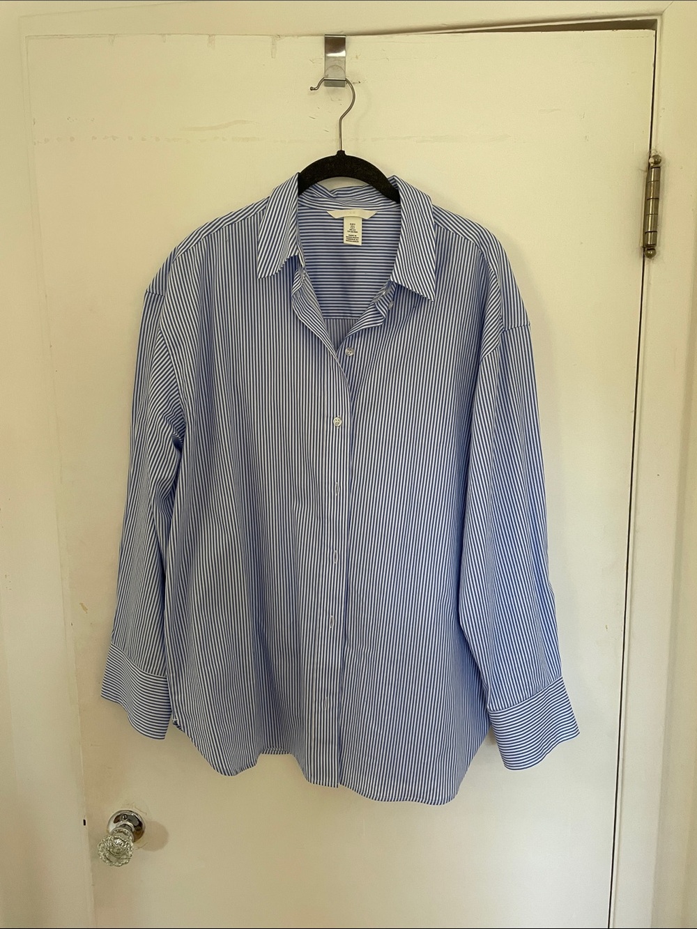 H&M Blue and White Pinstripe Men's Dress Shirt